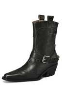Genuine Leather Boots Women Buckle Wedges Heels Ankle Boots Western Boots Ladies Shoes