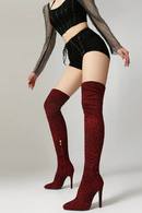 Women's Boots Pointed Toe Slimming Warm High-heeled Women's Over-the-knee Boots