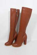 Matte Knee High Boots Women Block High Heels Plush Warm Winter Boot Heeled