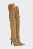 Autumn and Winter heeled Pointed Knee High Women's Boots Suede Long Boots Women's Thigh Boots