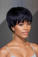 Short Pixie Cut Wigs  Full Machine Made Human hairs wigs Black Human hair Women wear