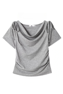 Gray short-sleeve top on a white background, Obroi