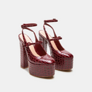 Platform Round Toe Solid Sandals Block High Heels Double Strap Buckles Women Stilettos Summer