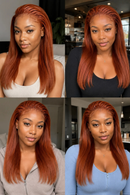 13x4 Lace Front Straight Human Hair Wig 18 Inch Ginger Copper Orange Glueless Wig Pre Plucked Baby Hair for Women