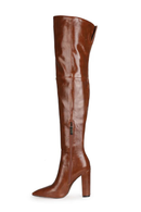 Brown knee-high boot on a white background, Obroi