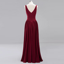 Women Open V Neck Pleated Maxi Dress Elastic Waist Party Dresses Champagne Navy