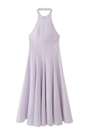 Lavender halter neck dress on a white background, Obroi