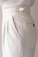 Spring Pants For Mens Breathable Waffle Trousers Stylish Men Lace-up High Waist Pants