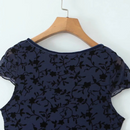 Summer Women Floral Dress High Waist A-line Midi Mesh Dresses