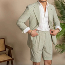 Suit Summer Men Tuxedo Suit British Seersucker Suit Shorts 2-piece Set