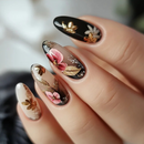 24pcs Classical Flowers Press on Nails Flowers False Nails Wearable Spicy Girls Fake Nails for Women