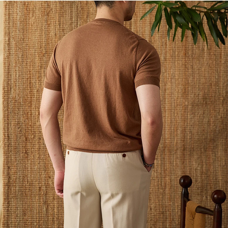 Men T Shirts Tee Shirt Knitted T-Shirt Business O-Neck T-shirt