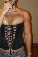 Tops Men Tight Fitting Drawstring Design Vests Casual Clubwear Male Sleeveless Tank Tops