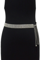 Rhinestone Inlay Design Metal Waist Chain Belts For Women High Street Waistband