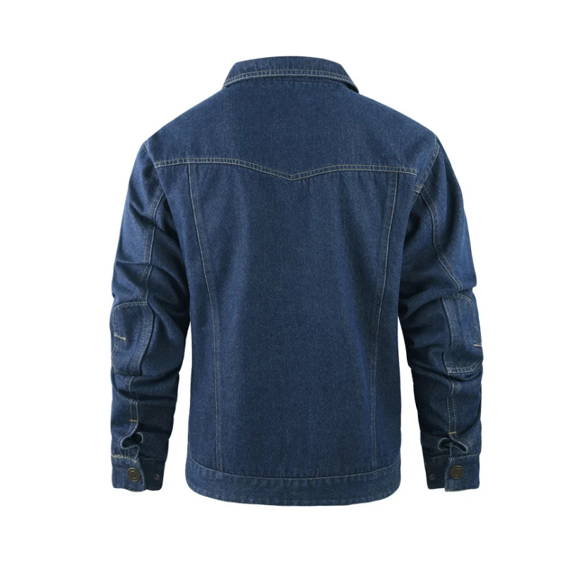 Retro Denim Jacket Men Autumn Single Breasted Lapel Motorcycle Coat Men's Clothing Casual Denim Coat