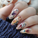 24pcs Classical Flowers Press on Nails Flowers False Nails Wearable Spicy Girls Fake Nails for Women