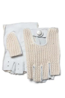 Genuine Leather Gloves Men Cotton Knitted Half Finger Riding Motorcycle