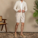 Suit Summer Men Tuxedo Suit British Seersucker Suit Shorts 2-piece Set