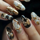 24pcs Classical Flowers Press on Nails Flowers False Nails Wearable Spicy Girls Fake Nails for Women