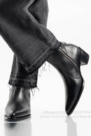 Black Pointed Toe High Heel Chelsea Boots Men British Genuine Leather Side Zipper Trendy Elegant Business Formal Ankle Boot