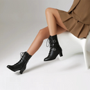 Women Victorian Ankle Boots British Shoes Buckle Ladies High Heels Female Boot