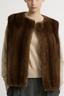 Ladies real mink fur vest for winter warmth