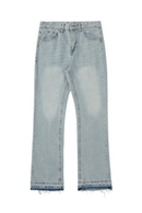 Spring Autumn Men's Washed Distressed Tassel Fit Jeans Trend Elegant Denim Pants