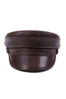 Brown leather cap with textured pattern on a white background, Obroi
