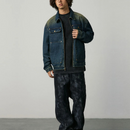Men Washed Denim Jacket Rivet - Spring Fall Streetwear Essential