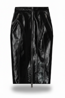 Black leather skirt with zipper on a white background ,Obroi