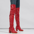 Women High Heel Boots Designer Shoes Microfiber Leather Long Booties Over-the-Knee