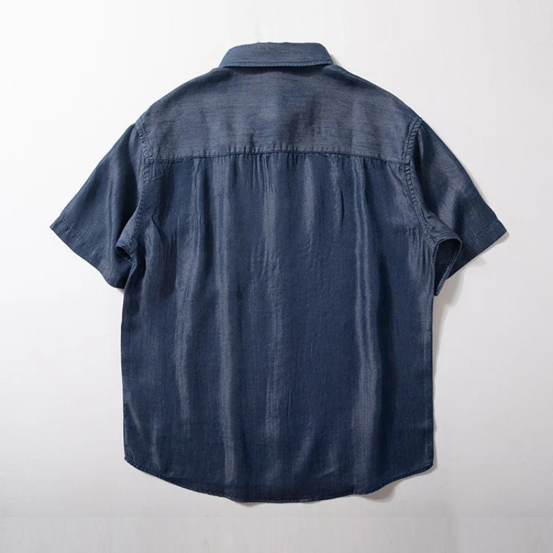 Men Lyocell Shirt for Men Summer Thin & Breathable Smooth  Loose Casual Half-Sleeve Shirt