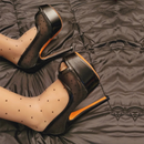 Women Black Platform Peep Toe Mesh Spike Slip On Pumps Thin High Heels Party Dress Pumps