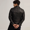 Mens Autumn Multi Pockets Real Coat Zipper Slim Fit Moto Biker Genuine Leather Jacket Windproof Coats