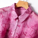 Spring Pink Floral Chiffon Blouse Women Collar Top Single Breasted Elegant Shirts