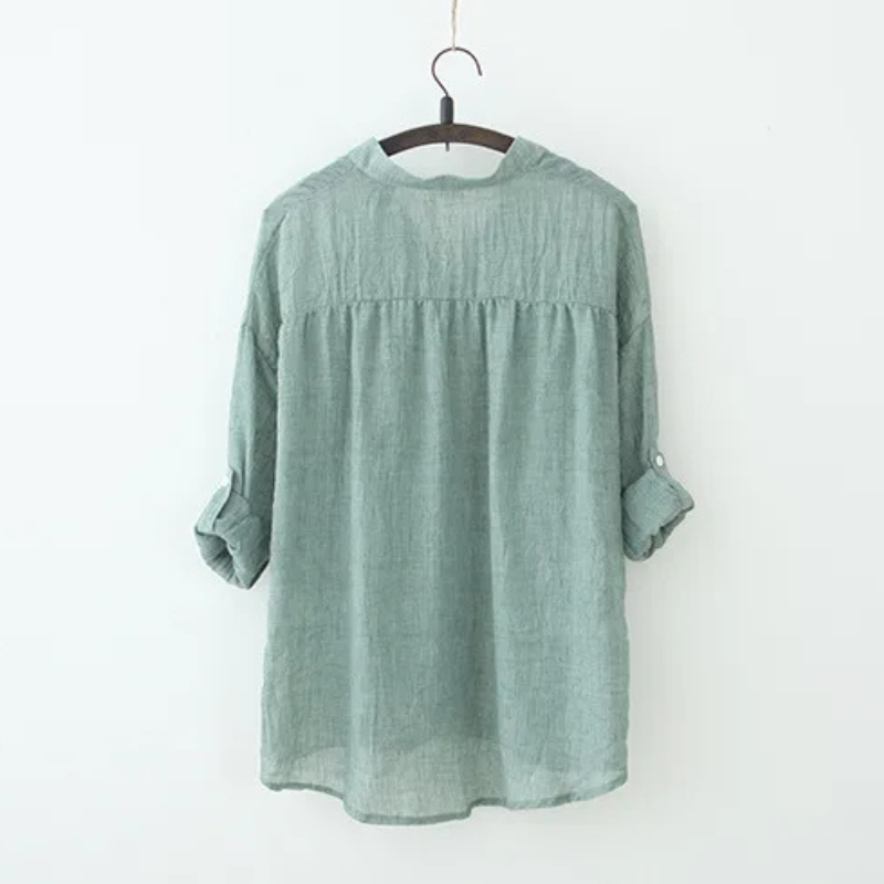 Blouse Women Summer High Collar Shirt