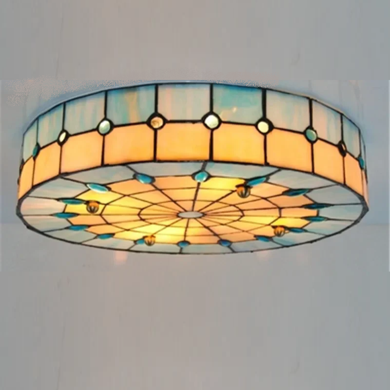 Mediterranean Baroque Hanging Lamp Tiffany Stained Glass Ceiling Lights