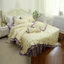 Princess purple flower bedding set full king queen country home textile bed dress pillow case duvet cover
