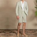 Suit Summer Men Tuxedo Suit British Seersucker Suit Shorts 2-piece Set