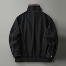 Winter retro stand-up collar velvet denim jacket men's heavyweight thickened warm jacket