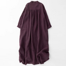 Retro Single-breasted Shirt Dresses Autumn Casual Loose Female Midi Dress