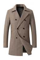 Men Wool Overcoat New Vintage Tweed Long Jackets Business Formal Male Suit Blazer Lapel Herringbone Costume Home