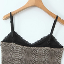 Women Snake Sling Mini Dress Lace Trim V Neck Thin Straps A-line Mesh Summer Dresses Holiday