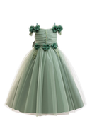 Elegant Dress for Girls Tulle Flower Wedding Evening Bridesmaid Birthday Party Gown 8-12 Years