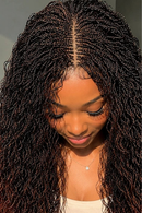 22" African Braided Wig Micro Kinky Two-Strand Twists wig Ombre Micro Senegalese Braids Wig Synthetic Wig for Black Women
