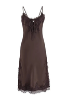 Spring Women's Vacation Strap Lace Splicing Strap Slimming Split Dress