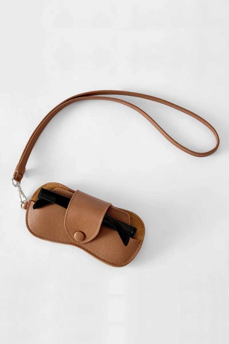 Leather Glasses Storage Bag with Neck Hanging Sunglasses Portable Pressure Resistant Frame Eyeglass Case