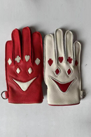 Men Leather Gloves Male Original Niche Retro Smile Winter Warm Fleece