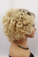 Women's wig, golden gradient short curly hair full headpiece suitable for daily parties