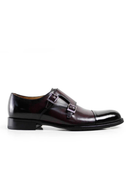 Brown leather monk strap shoe on a white background, Obroi